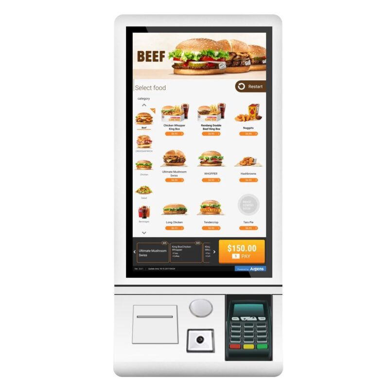 self ordering kiosk for fast food restaurant